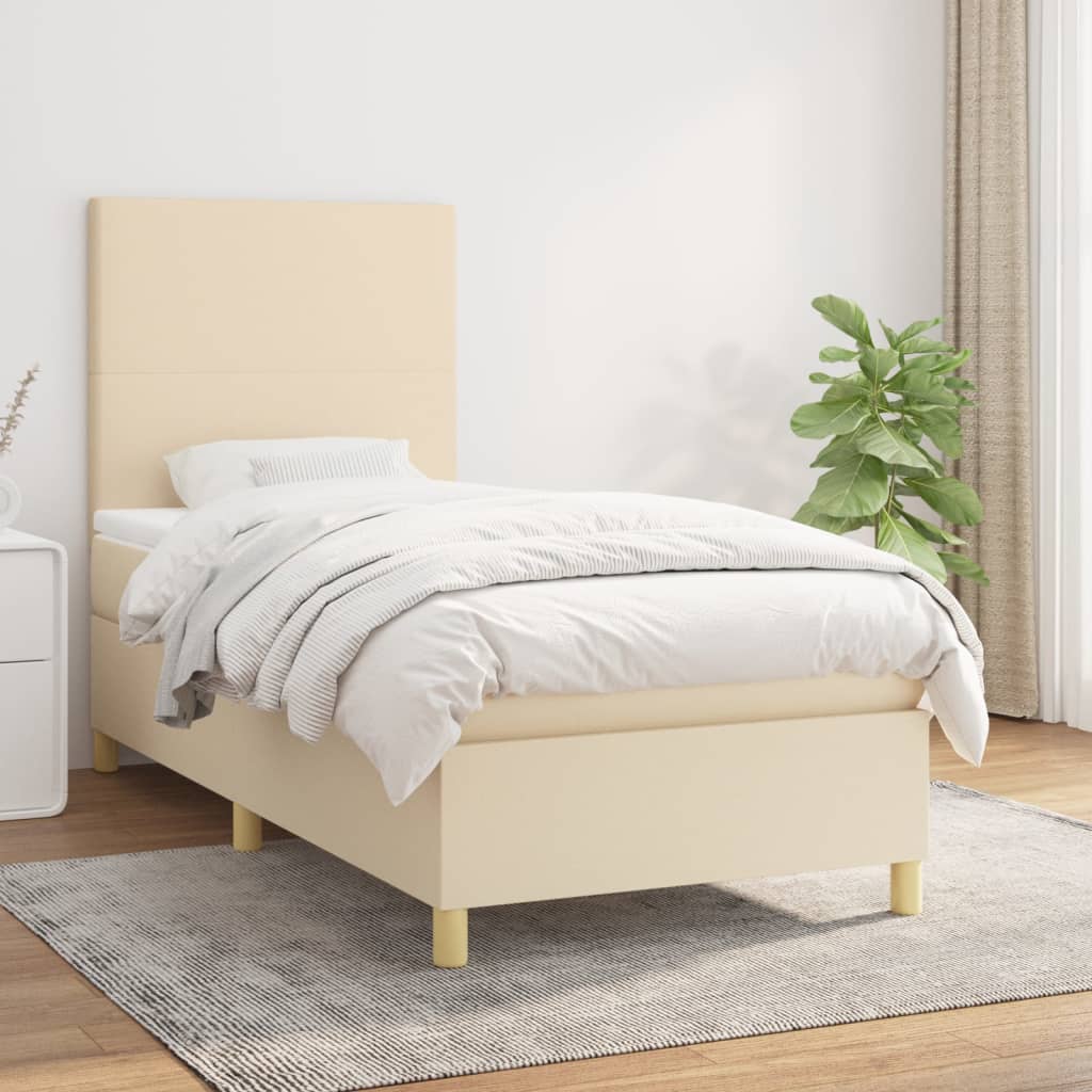 vidaXL Boxspringbett mit Matratze Creme 80x200 cm Stoff