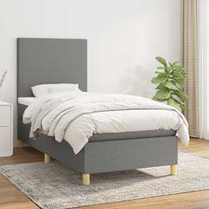 Box spring postel s matrací tmavě šedá 90x190 cm textil - obrázek 1