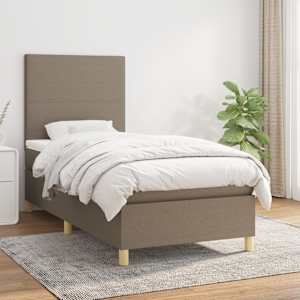 Box spring postel s matrací taupe 90x190 cm textil - obrázek 1