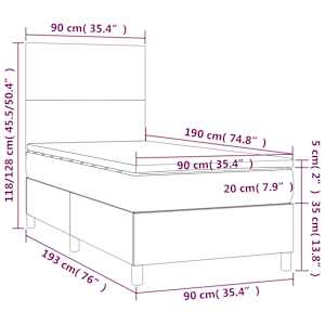 Box spring postelja z vzmetnico krem 90x190 cm blago - slika 6