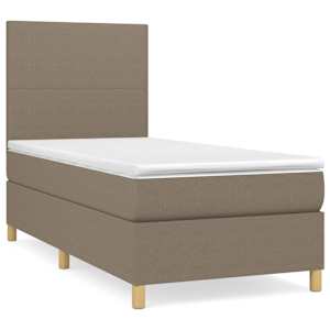 Box spring postelja z vzmetnico taupe 90x200 cm blago - slika 2