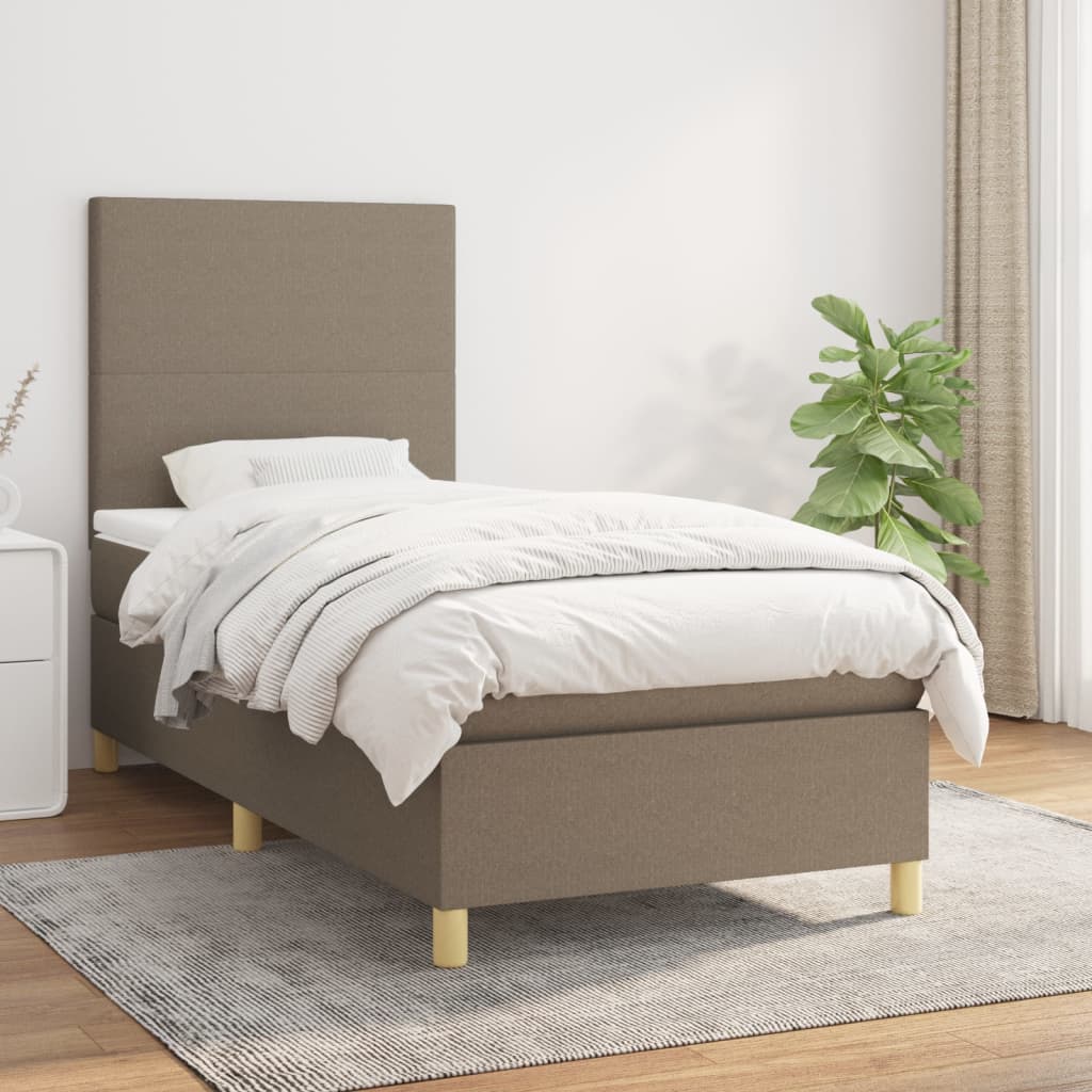 Boxspringbett mit Matratze Taupe 90×200 cm Stoff