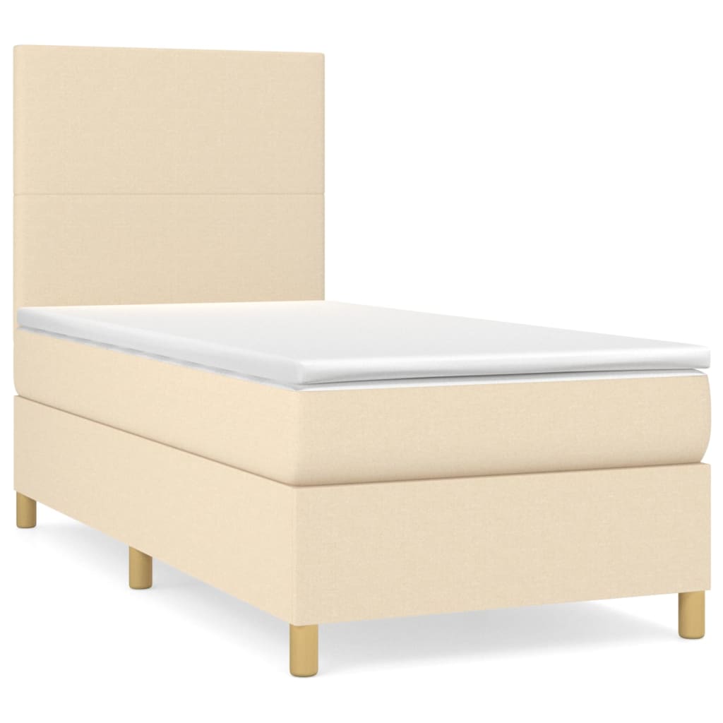 vidaXL Boxspring met matras stof crèmekleurig 90x200 cm, foto 3