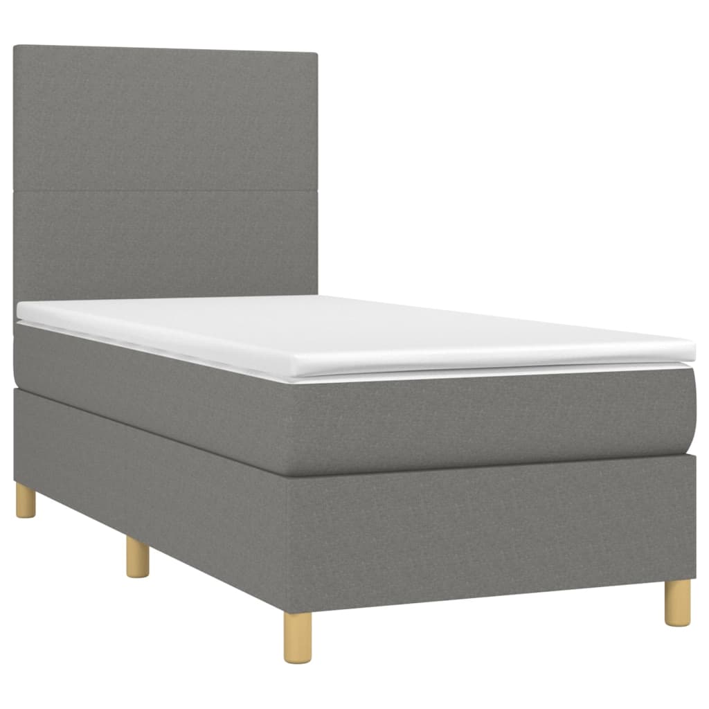 Sötétszürke szövet rugós ágy matraccal 100 x 200 cm 