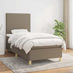Box spring postel s matrací taupe 100 x 200 cm textil - obrázek 1