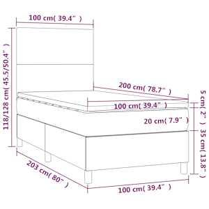 Box spring postel s matrací krémová 100 x 200 cm textil - obrázek 6