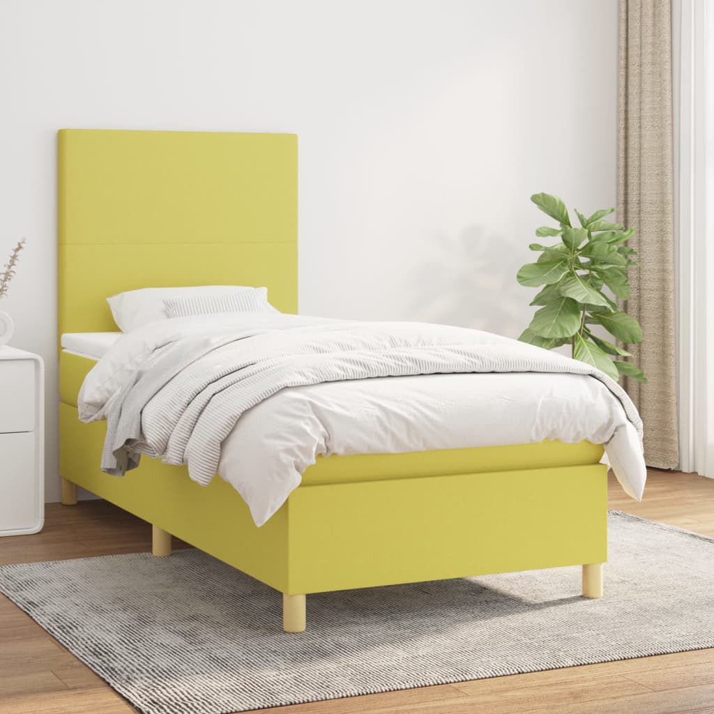 Box spring postel s matrací zelená 100 x 200 cm textil