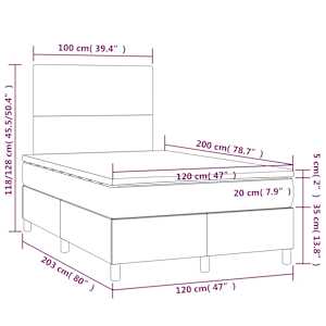 Box spring postelja z vzmetnico temno siva 120x200 cm blago - slika 6