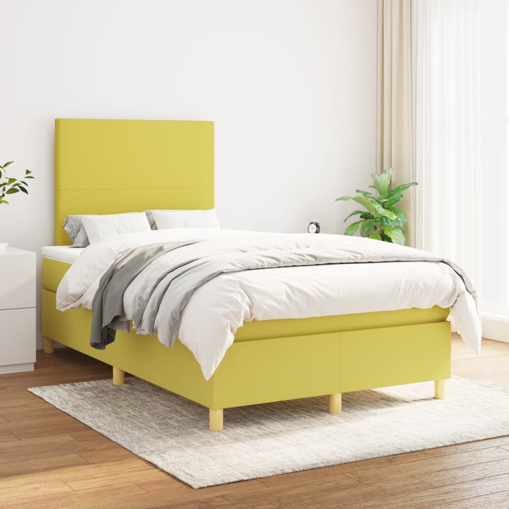 vidaXL Box spring postel s matrací zelená 120x200 cm textil