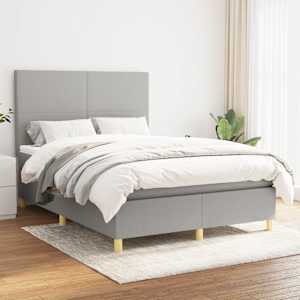 Box spring postel s matrací světle šedá 140 x 200 cm textil - obrázek 1