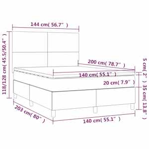 Box spring postelja z vzmetnico temno rjava 140x200 cm blago - slika 6