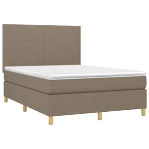 Box spring postelja z vzmetnico taupe 140x200 cm blago - slika 3