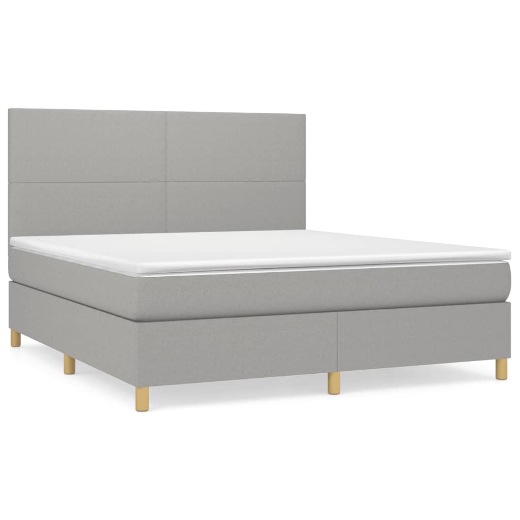 vidaXL Box spring postelja z vzmetnico svetlo siva 160x200 cm žamet