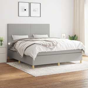 Box spring postel s matrací světle šedá 160 x 200 cm textil - obrázek 1