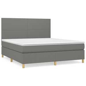 Box spring postelja z vzmetnico temno siva 160x200 cm blago - slika 2
