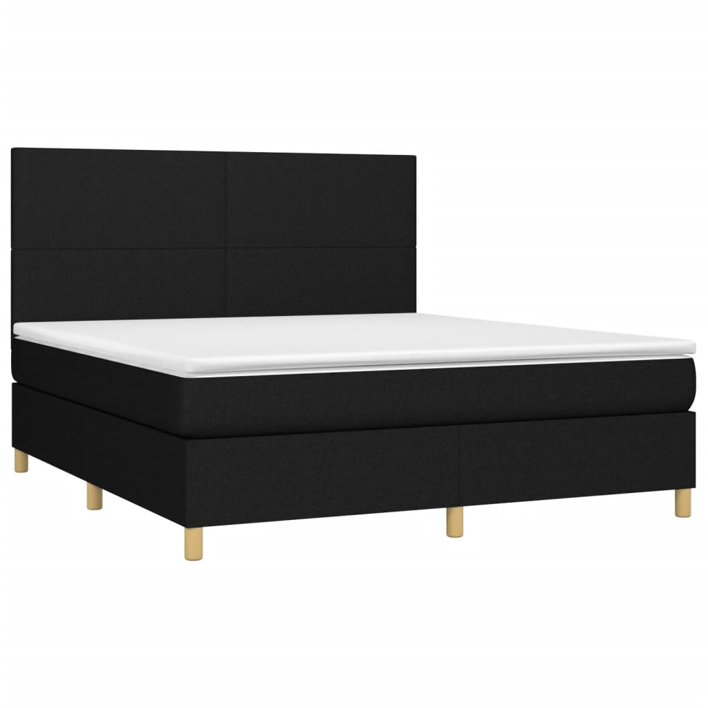vidaXL Boxspring met matras stof zwart 160x200 cm afbeelding