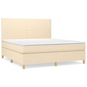 Box spring postel s matrací krémová 160x200 cm textil - obrázek 2