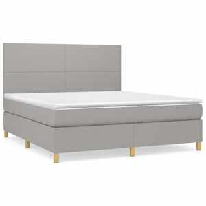 Box spring postelja z vzmetnico svetlo siva 180x200 cm blago - slika 2