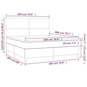 Box spring postelja z vzmetnico svetlo siva 180x200 cm blago - slika 6