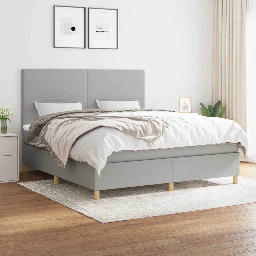 vidaXL Pat continental, gri deschis, 180×200 cm, material textil 180x200
