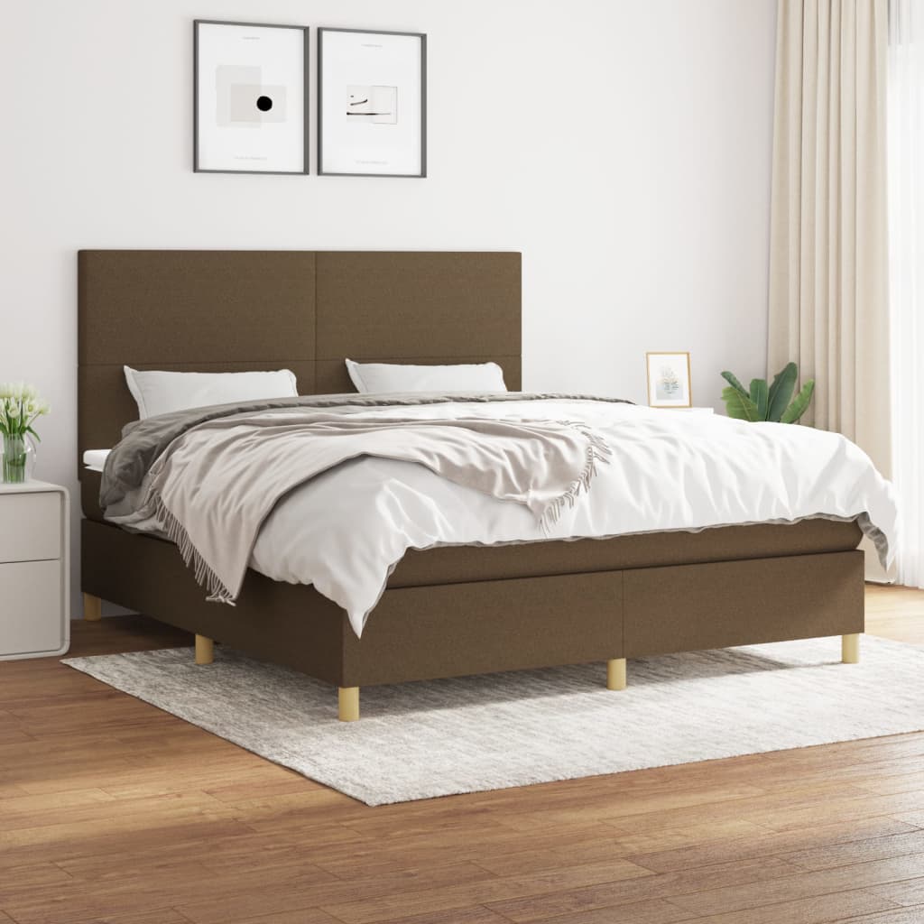 vidaXL Lit à sommier tapissier avec matelas Marron foncé 180x200 cm