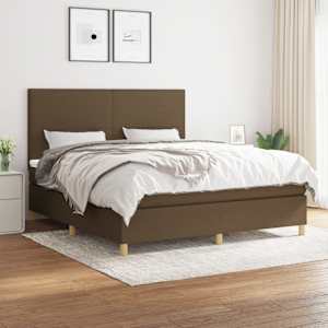 Box spring postel s matrací tmavě hnědá 180x200 cm textil - obrázek 1