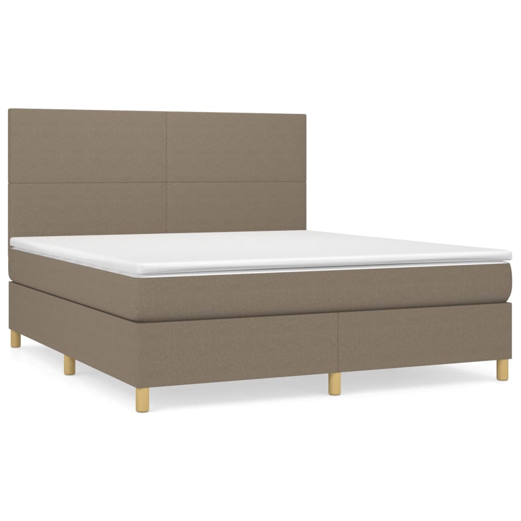 vidaXL Box spring postelja z vzmetnico taupe 180x200 cm blago