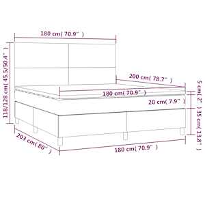 Box spring postelja z vzmetnico taupe 180x200 cm blago - slika 6