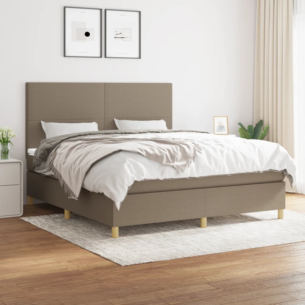 Boxspringbett mit Matratze Taupe 180×200 cm Stoff