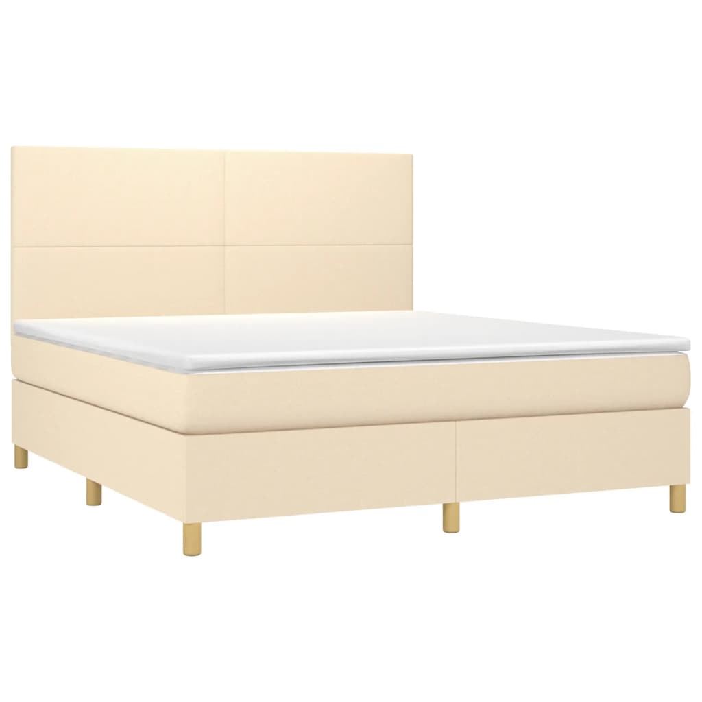 vidaXL Boxspring met matras stof crèmekleurig 180x200 cm afbeelding