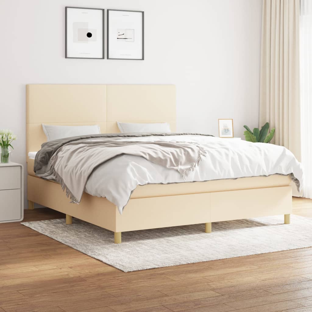  ΚΡΕΒΑΤΙ BOXSPRING ΜΕ ΣΤΡΩΜΑ ΚΡΕΜ 180X200 ΕΚ. ΥΦΑΣΜΑΤΙΝΟ V-3142198