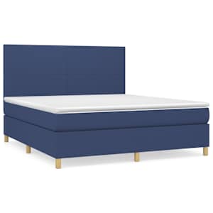 Box spring postelja z vzmetnico modra 180x200 cm blago - slika 2