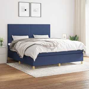 Box spring postel s matrací modrá 180x200 cm textil - obrázek 1