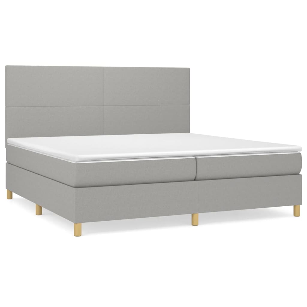 vidaXL Box spring postelja z vzmetnico svetlo siva 200x200 cm blago