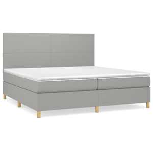 Box spring postel s matrací světle šedá 200 x 200 cm textil - obrázek 2