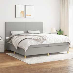 Box spring postel s matrací světle šedá 200 x 200 cm textil - obrázek 1