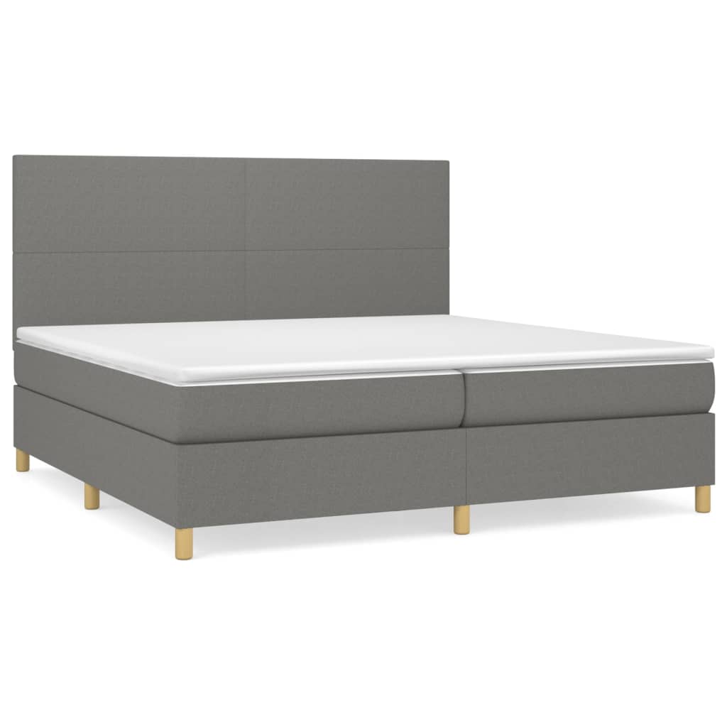 vidaXL Box spring postelja z vzmetnico temno siva 200x200 cm blago