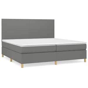 Box spring postelja z vzmetnico temno siva 200x200 cm blago - slika 2