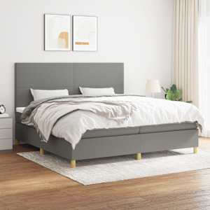 Box spring postel s matrací tmavě šedá 200x200 cm textil - obrázek 1