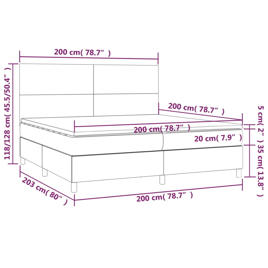 Box spring postel s matrací tmavě hnědá 200x200 cm textil