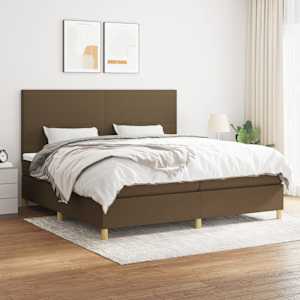Box spring postel s matrací tmavě hnědá 200x200 cm textil - obrázek 1