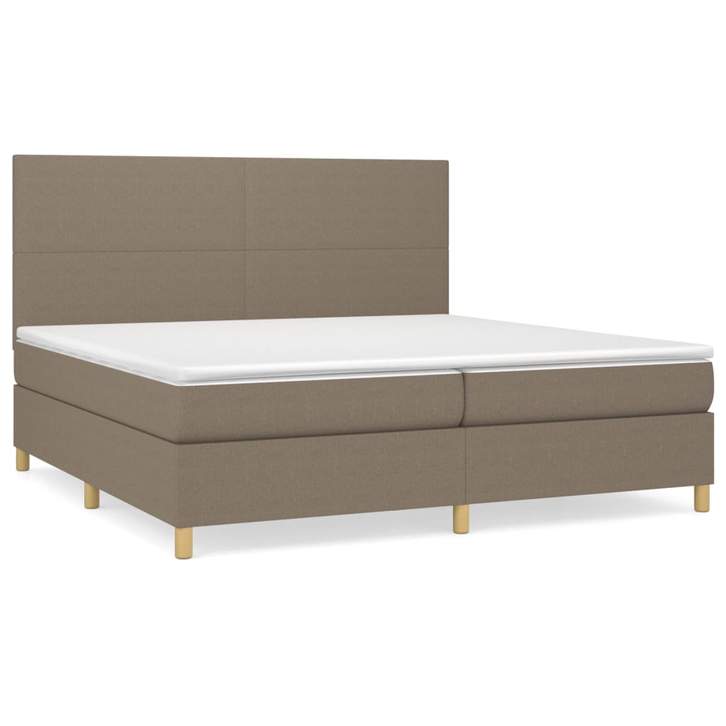 vidaXL Box spring postelja z vzmetnico taupe 200x200 cm blago