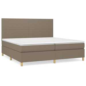 Box spring postelja z vzmetnico taupe 200x200 cm blago - slika 2