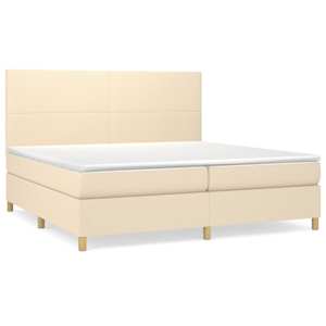 Box spring postel s matrací krémová 200x200 cm textil - obrázek 2