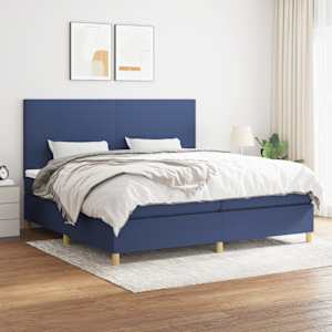 Box spring postel s matrací modrá 200x200 cm textil - obrázek 1