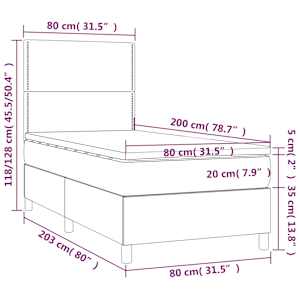 Box spring postelja z vzmetnico črna 80x200 cm blago - slika 6