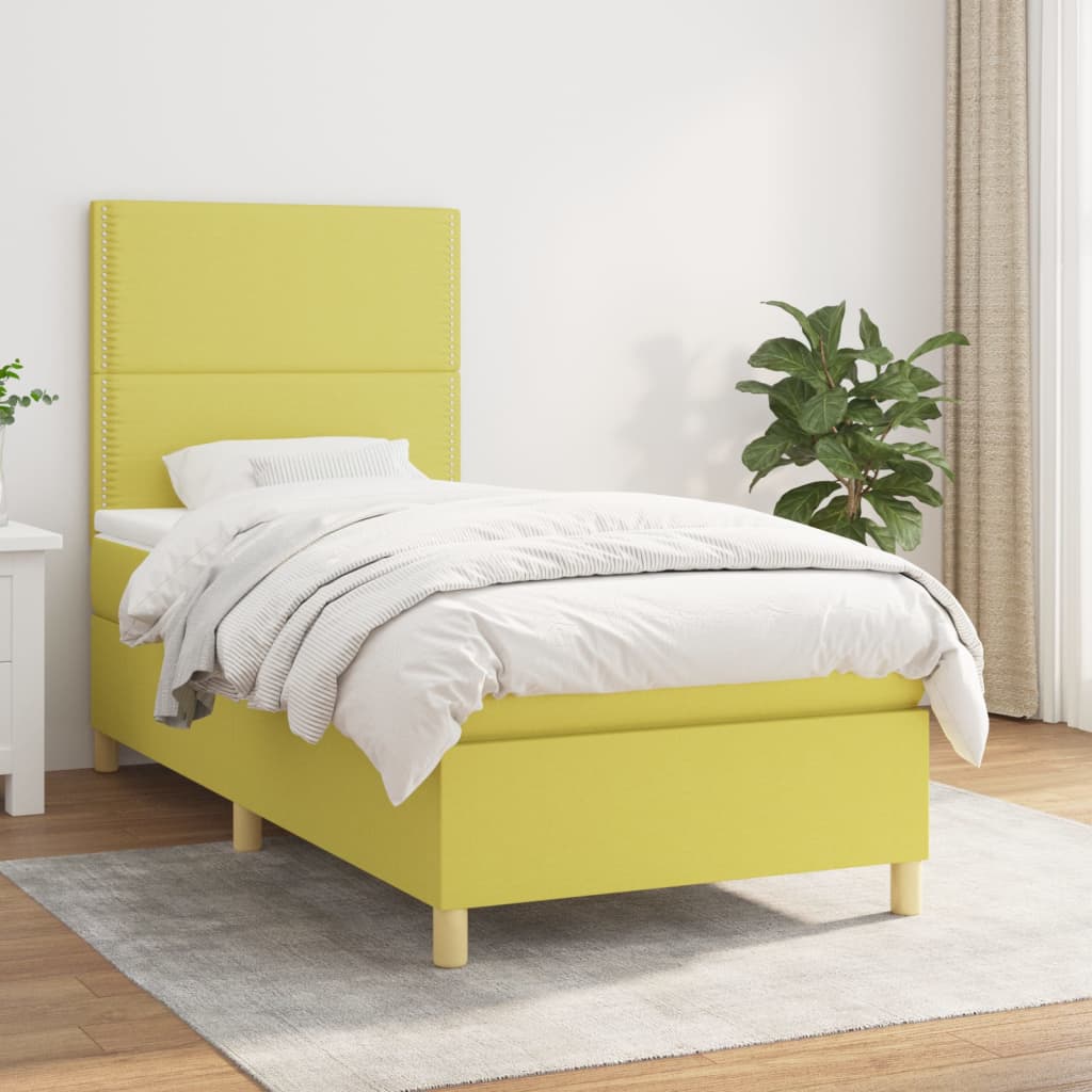 vidaXL Box spring postel s matrací zelená 80 x 200 cm textil