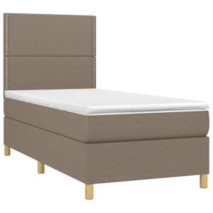 Box spring postelja z vzmetnico taupe 90x190 cm blago - slika 3