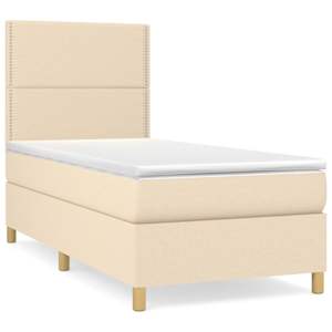 Box spring postel s matrací krémová 90x190 cm textil - obrázek 2