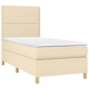 Box spring postel s matrací krémová 90x190 cm textil - obrázek 3